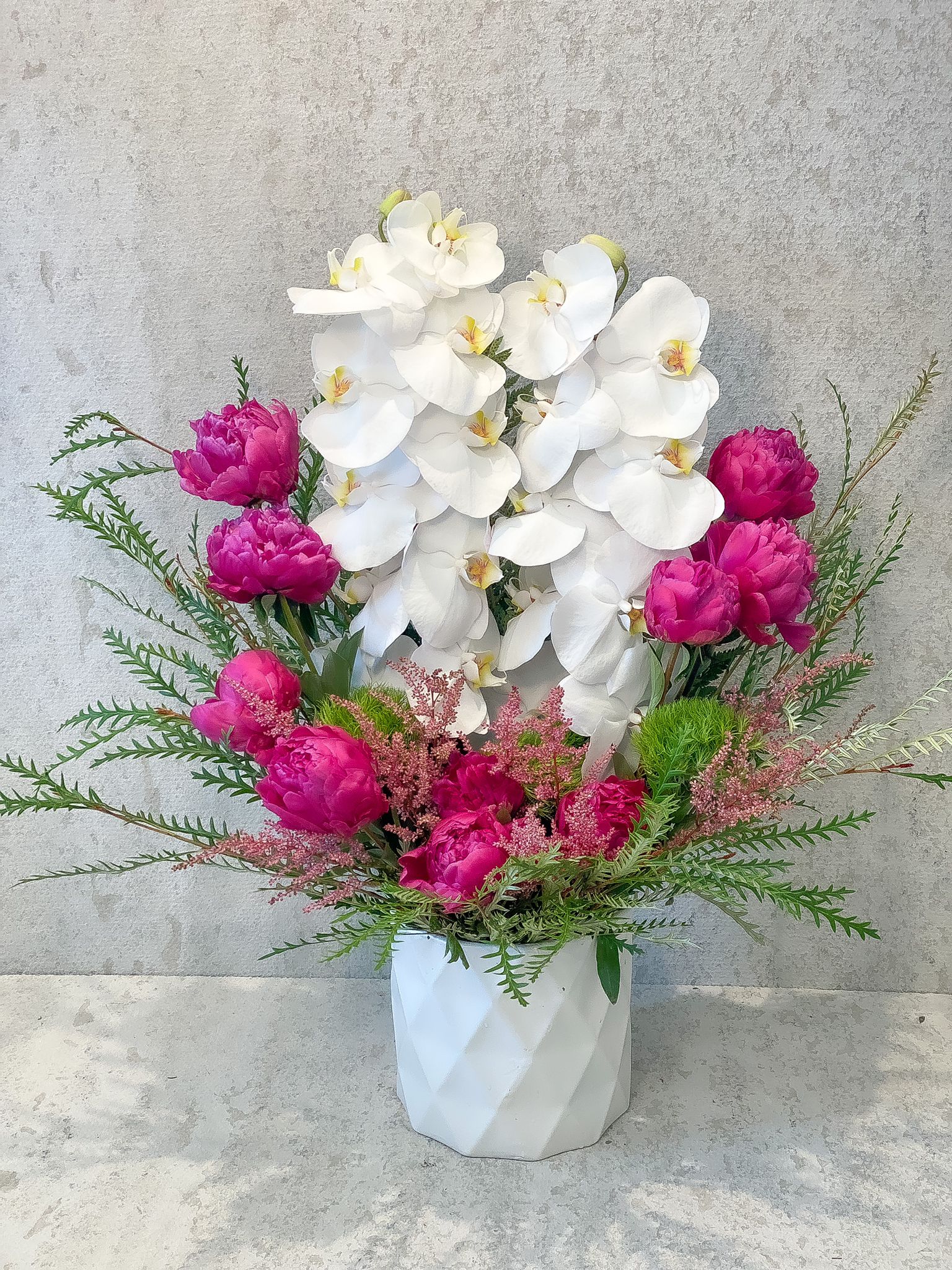 White orchids-Peonies