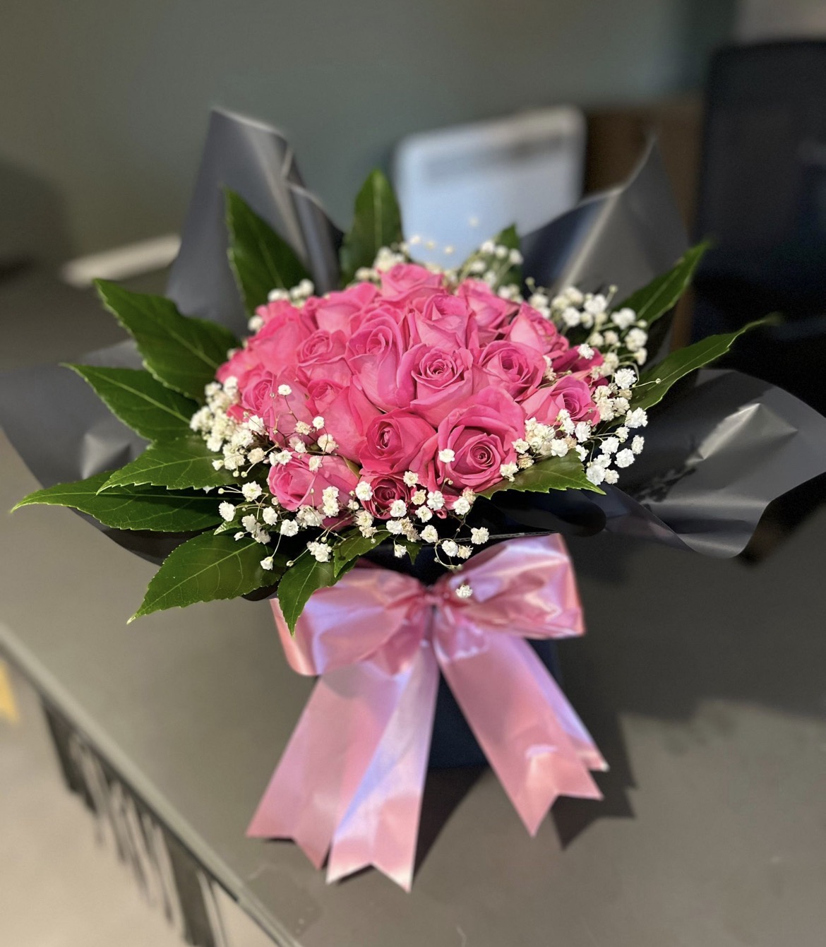 Pink hand tied roses