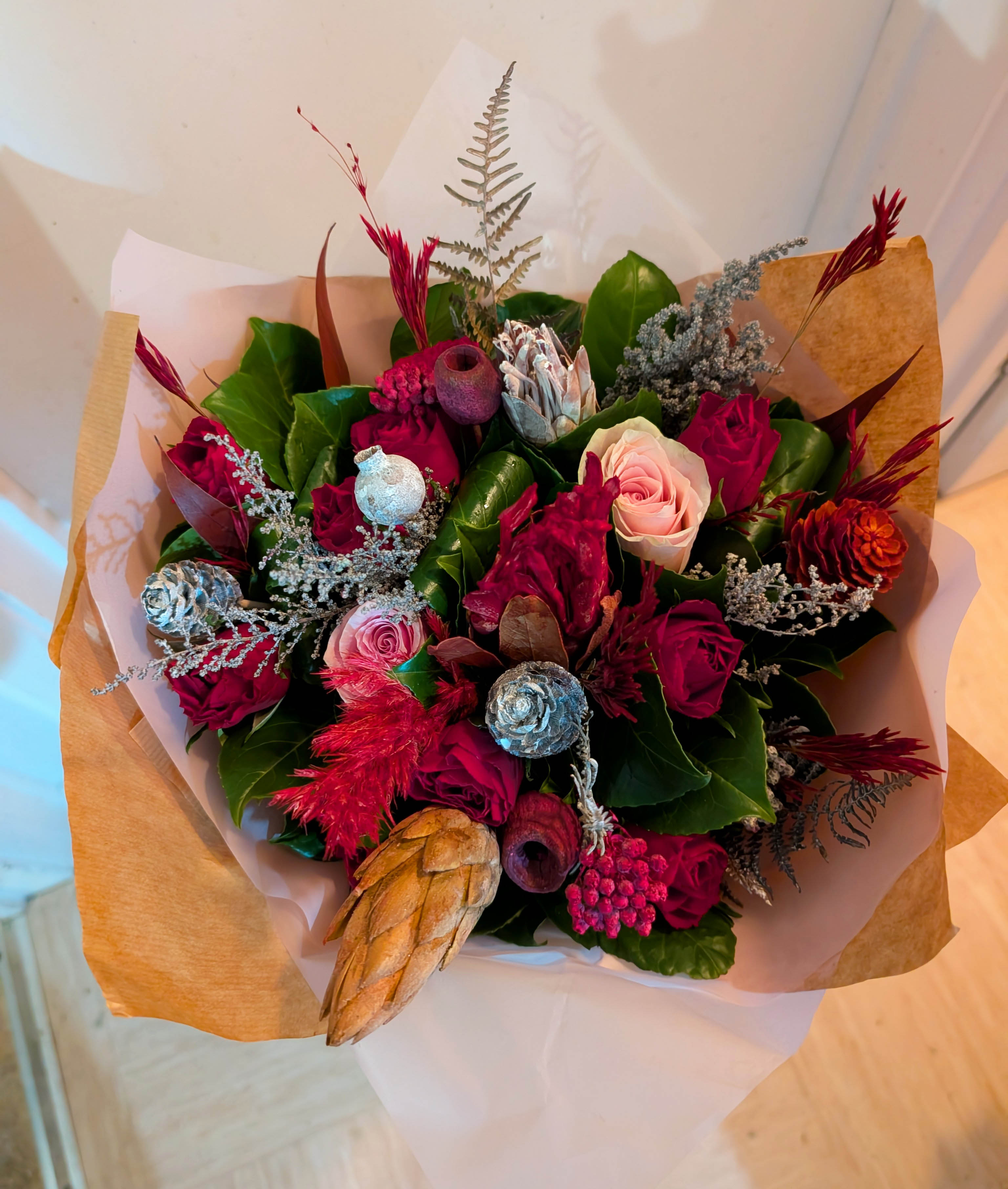Dried cerise bouquet