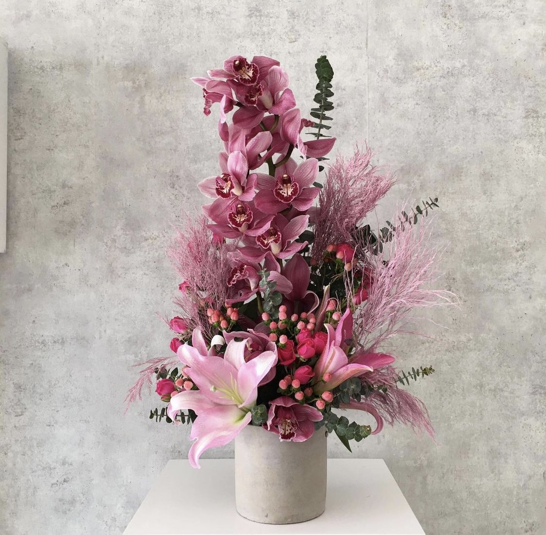 Pink Cymbidium lilies