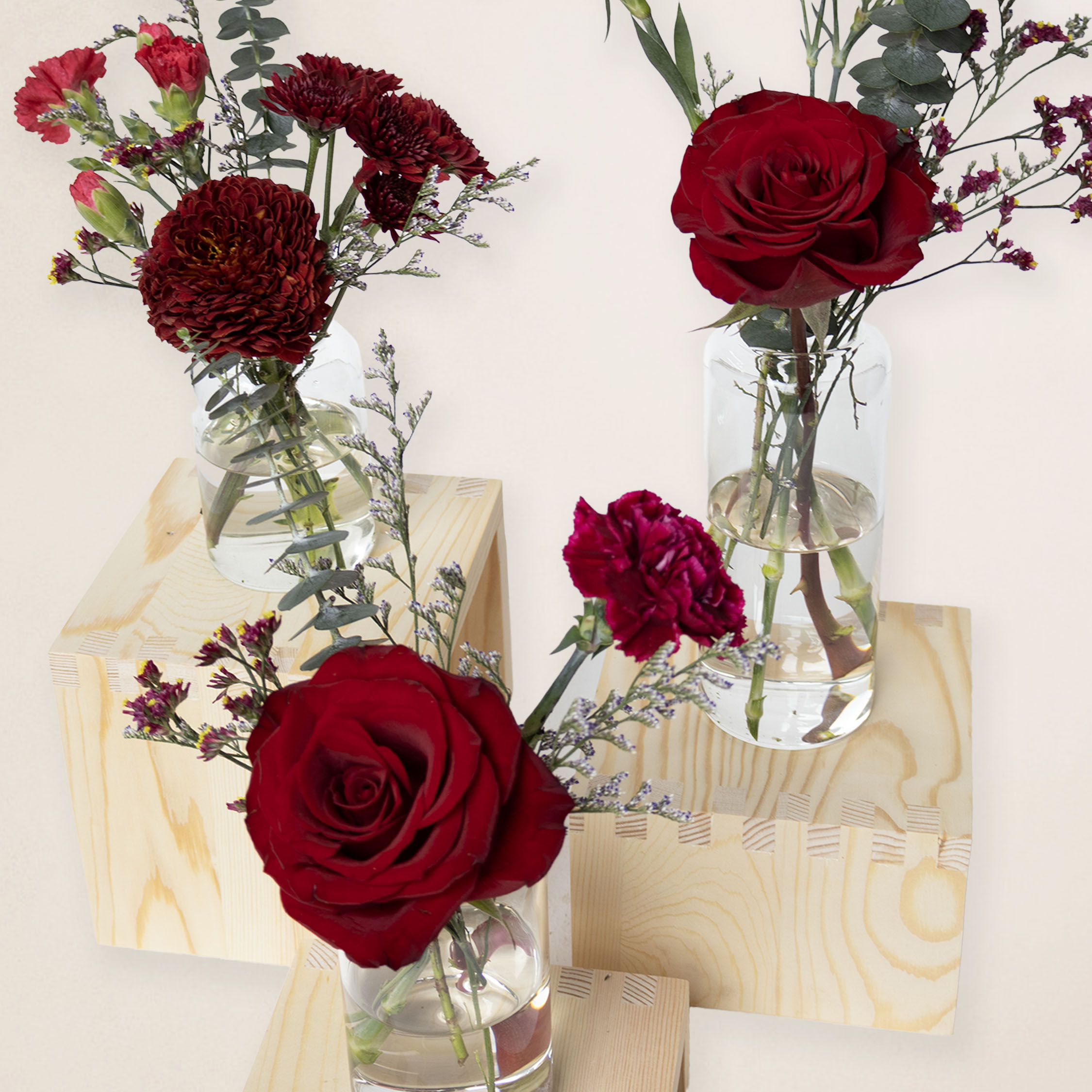 Red Bud Vase Set of 3