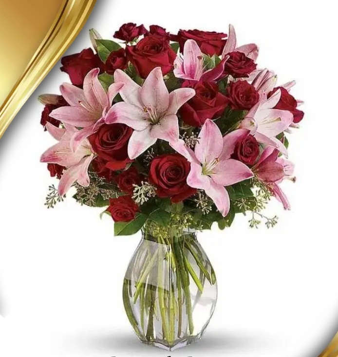 Red roses pink lilies