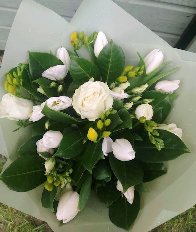 White roses & tulips