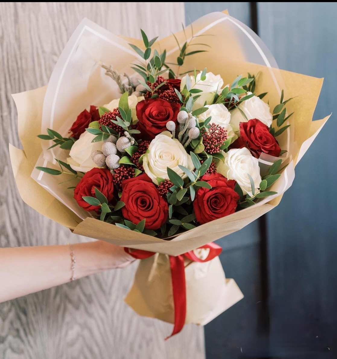 Red and white bouquet