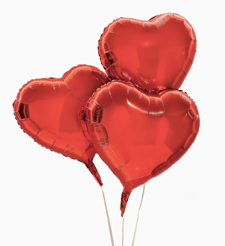 3 red hearts Helium 