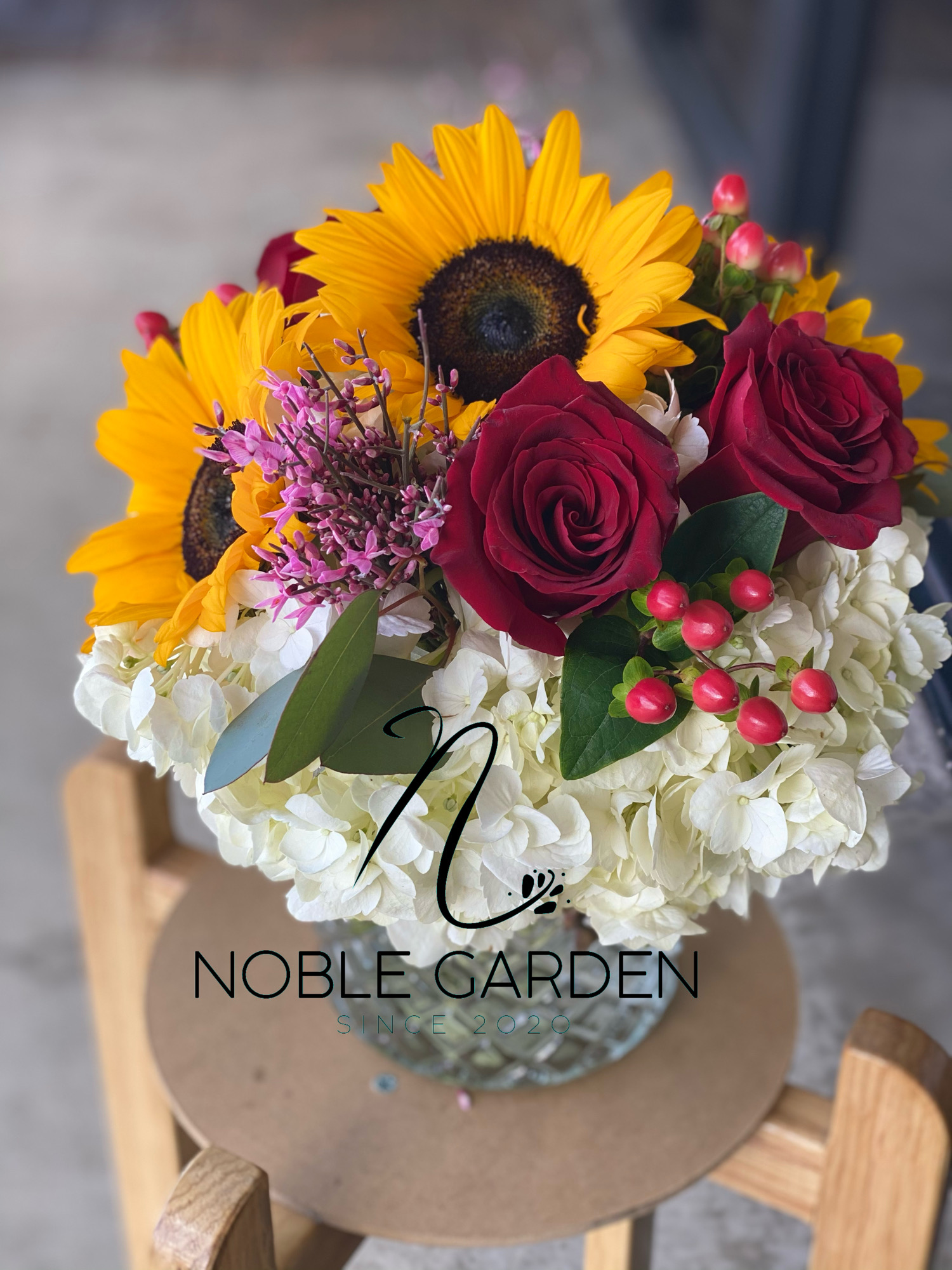 Sunflowers and roses