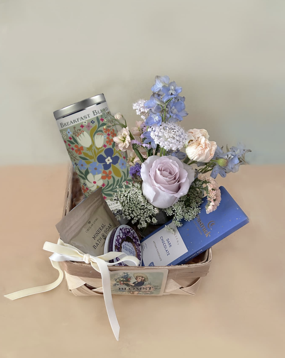 Blue Velvet Basket by BLOMST Los Angeles — flowers available for delivery from Floom