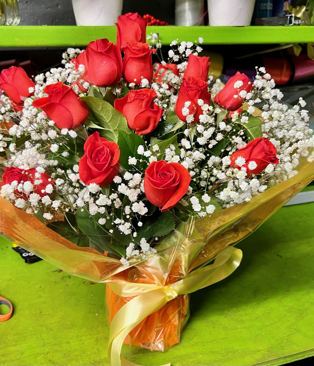 Orange roses and baby