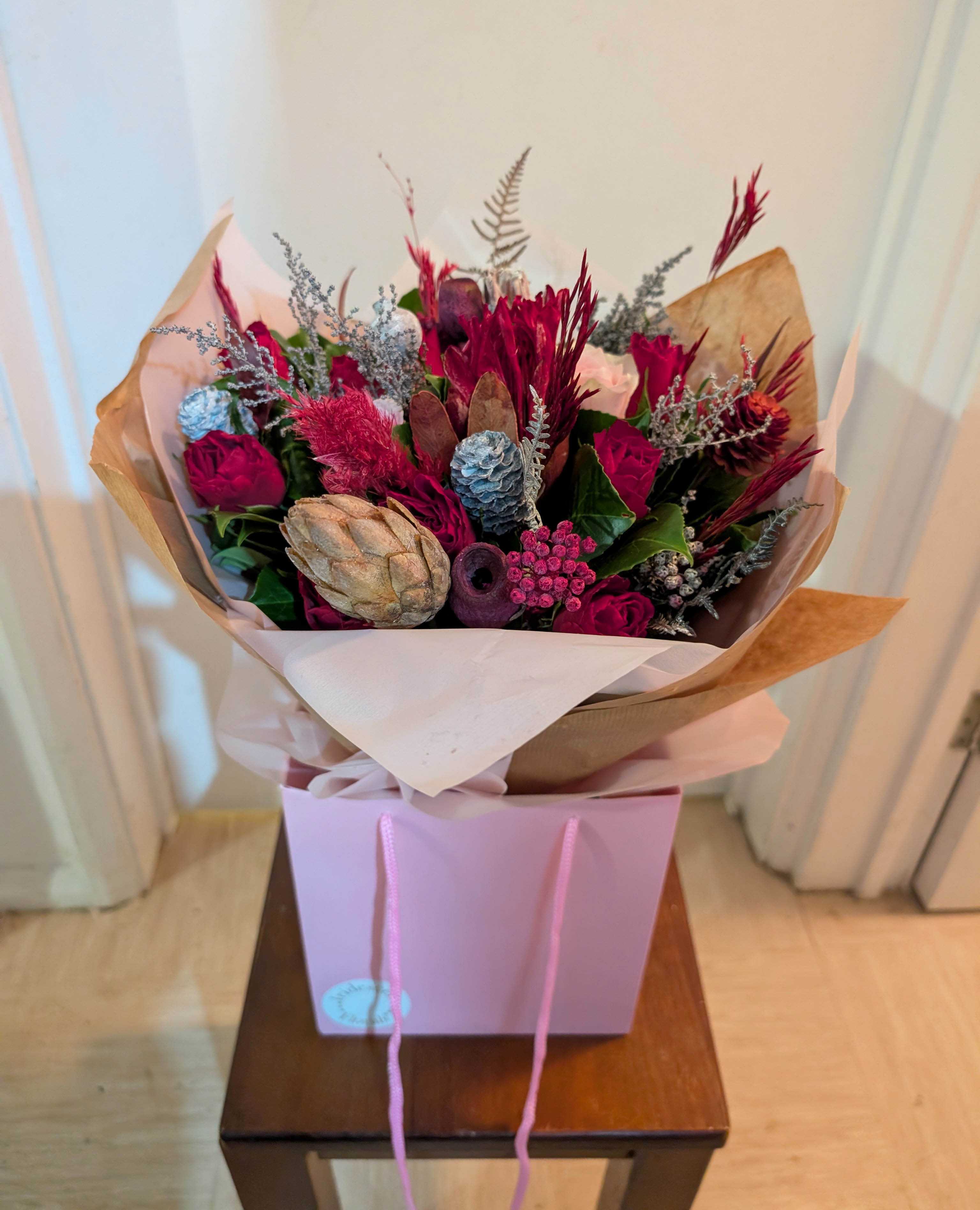 Dried cerise bouquet