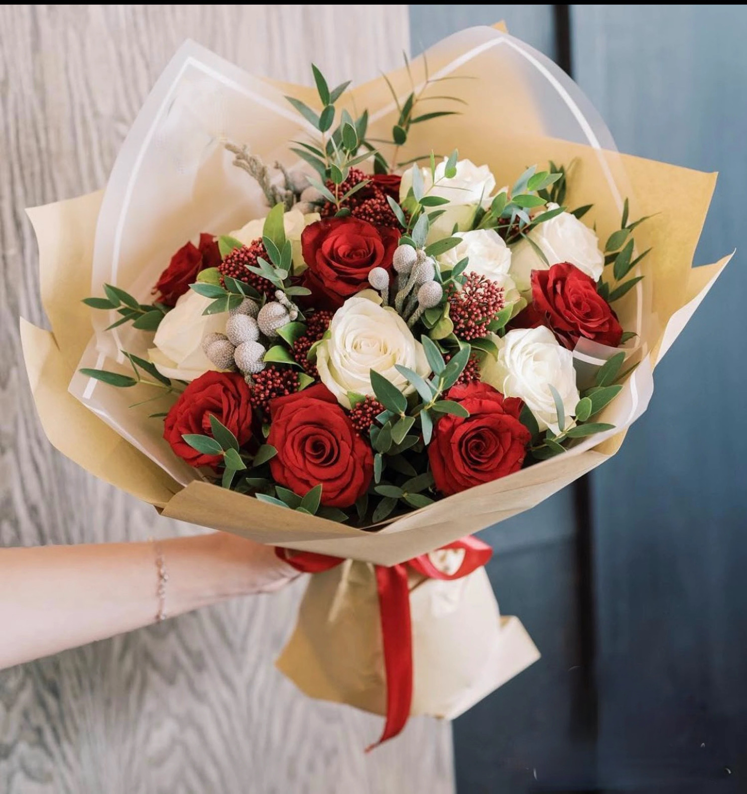 Red and white bouquet