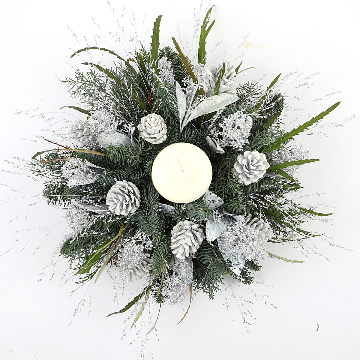 WHITE & SILVER CANDLE