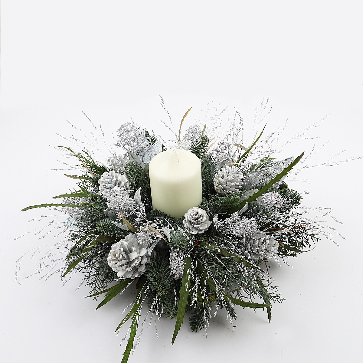 WHITE & SILVER CANDLE