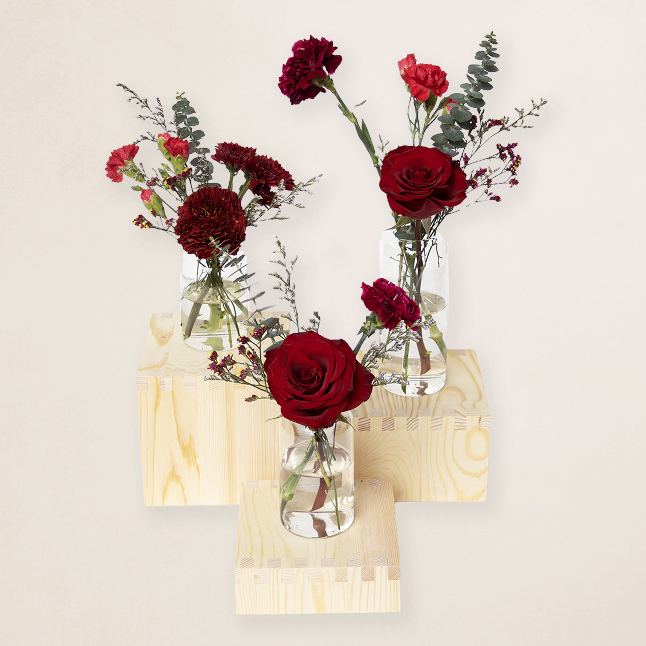 Red Bud Vase Set of 3