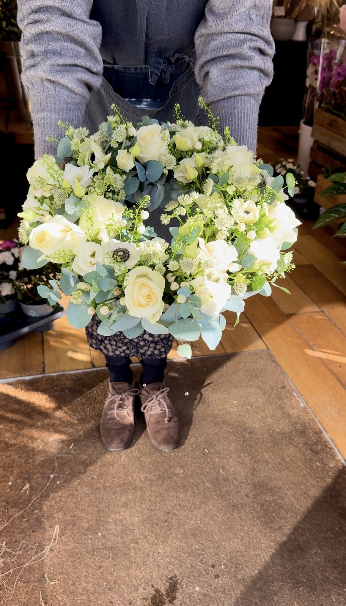 White funeral wreath