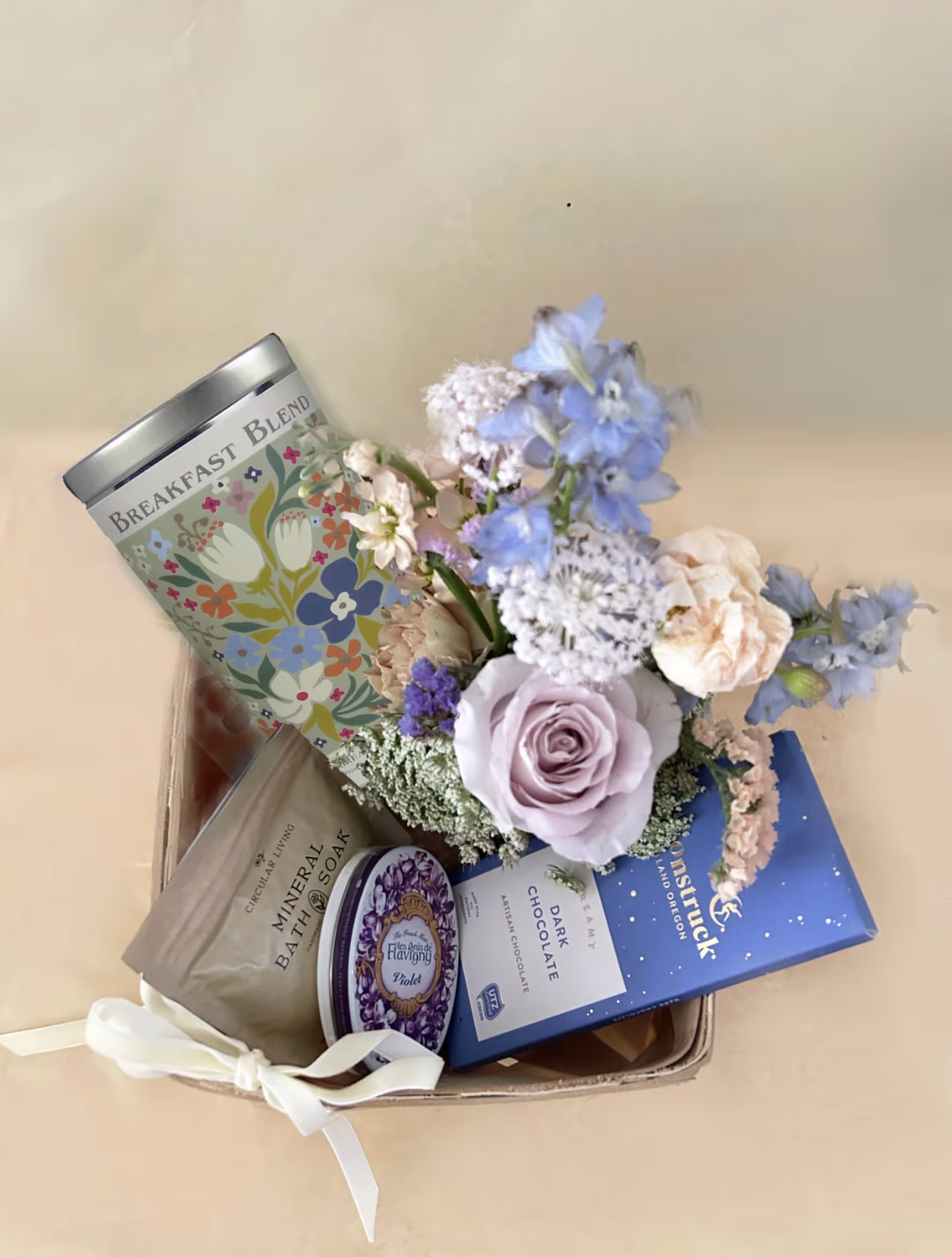 Blue Velvet Basket by BLOMST Los Angeles — flowers available for delivery from Floom
