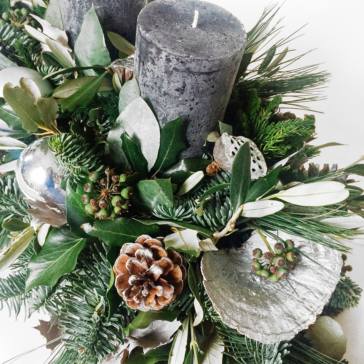 Silver Candle original by Rose & Mary — flowers available for delivery from Floom
